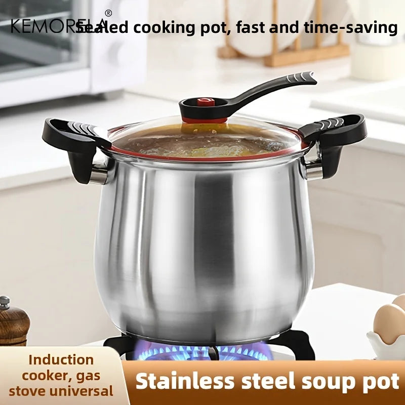 KEMORELA 22cm Stainless Steel Stockpot with Glass Lid Stainless Steel Stockpot Axl