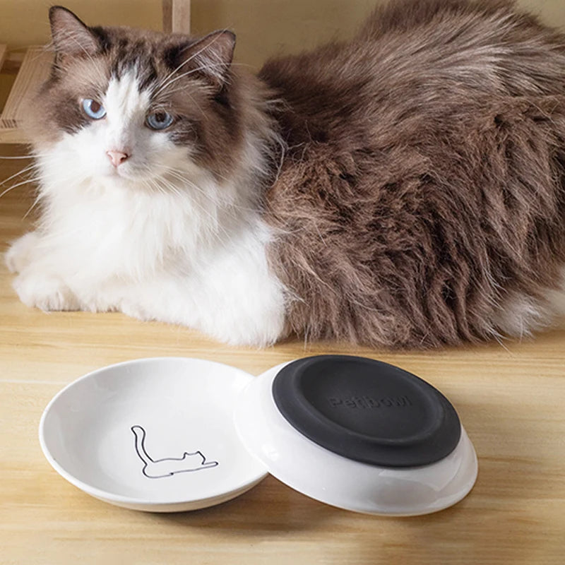 Ceramic Cat Food Bowl with Anti-Slip Silicone Pad Cat Food Bowl Axl