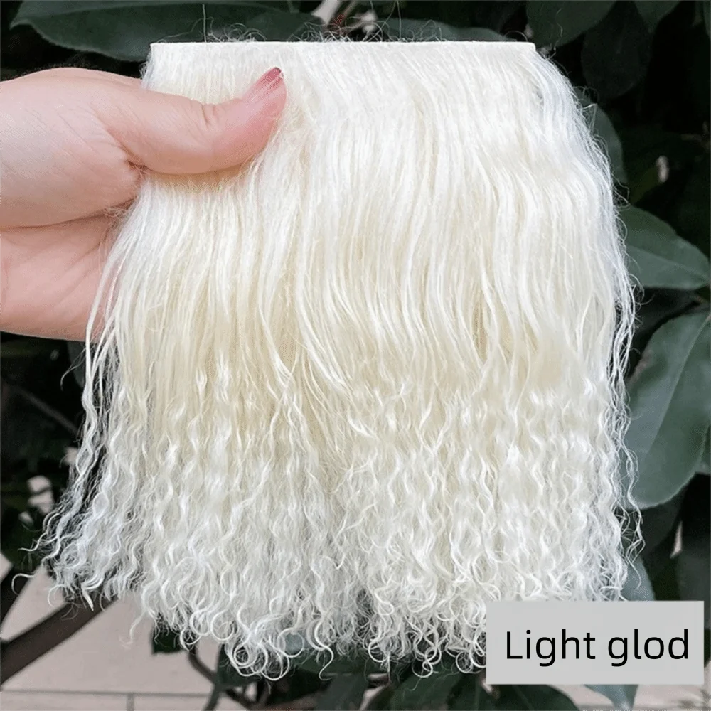 Curly Mohair Hair Wefts for BJD OB11 Blythe & Reborn Dolls Doll Hair Wefts Axl Light gold