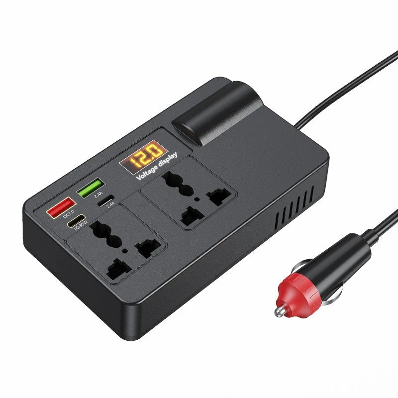 200W Car Power Inverter DC 12V/24V to AC 220V | QC 3.0 USB-C Car Power Inverter Axl Digital display