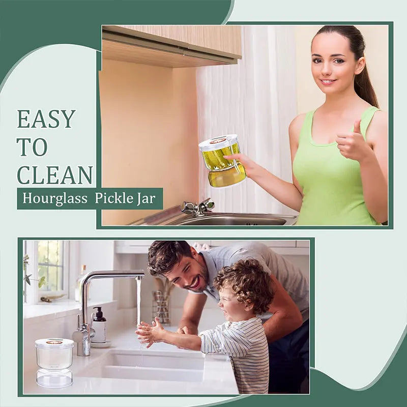 800ml Hourglass Pickle Jar with Strainer | Flip Dry Wet Separator Pickle Storage Jar Axl
