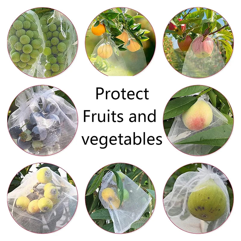50 Pcs Organza Fruit Protection Bags – Anti-Bird Garden Mesh Fruit Protection Bags Axl