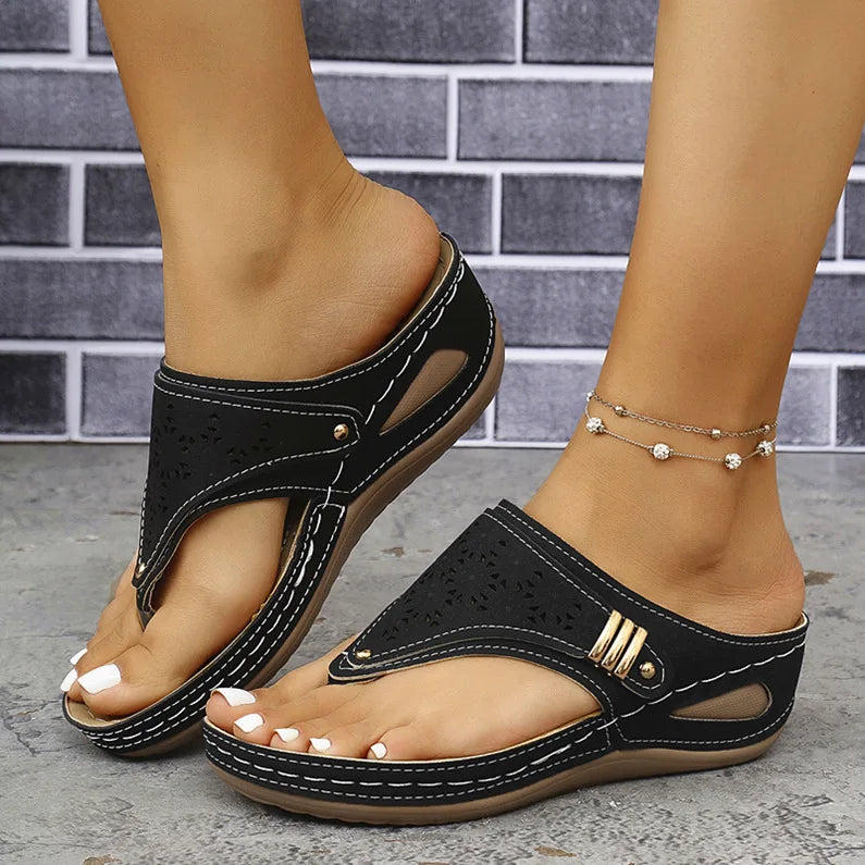 YBQJOO Women's Platform Wedge Flip Flop Sandal Slippers Wedge Sandal Slippers Axl Black 40