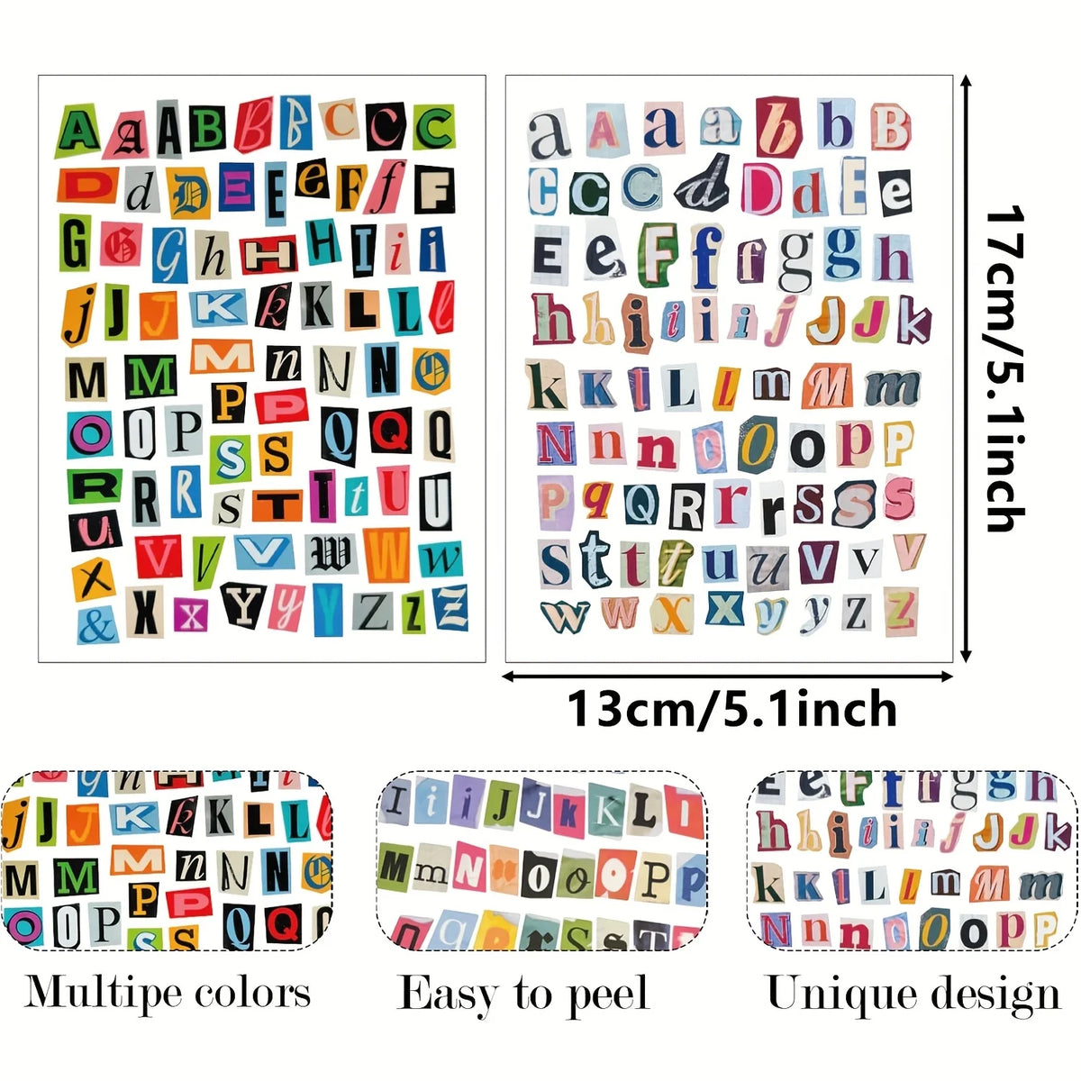 Vintage Magazine Letter Stickers – 8/12 Sheets Scrapbook Alphabet Scrapbook Letter Stickers Axl