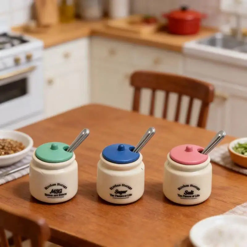 3-Piece 1/12 Dollhouse Miniature Seasoning Jar Set | Kitchen Dollhouse Accessories Axl