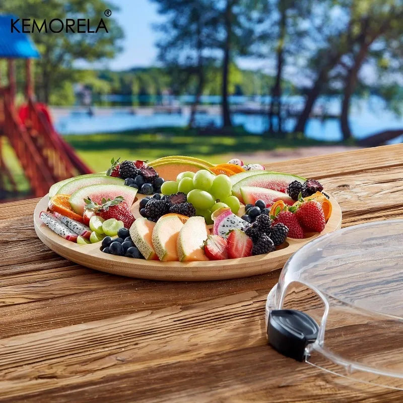 KEMORELA Bamboo Charcuterie Board – 5 Compartments & Lid Charcuterie Board Set Axl