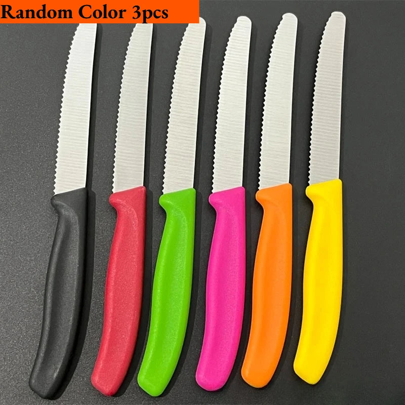 3-Piece Serrated Knife Set – Steak, Fruit & Bread Knives Kitchen Knife Set Axl Random Color 3pcs