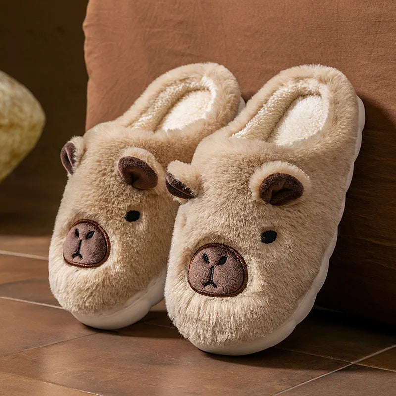 Women's Cute Cartoon Fur Slippers – Warm Non-Slip Indoor Slides Women's Fur Slippers Axl brown 38-39