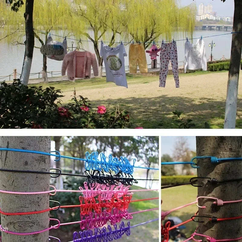 4M Stretch Camping Clothesline with 12 Clips | Travel Laundry Line Travel Clothesline Axl
