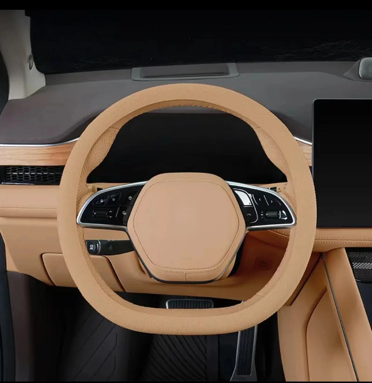 Non-Slip Silicone Steering Wheel Cover – 38cm Universal Fit Steering Wheel Cover Axl Upgraded Apricot