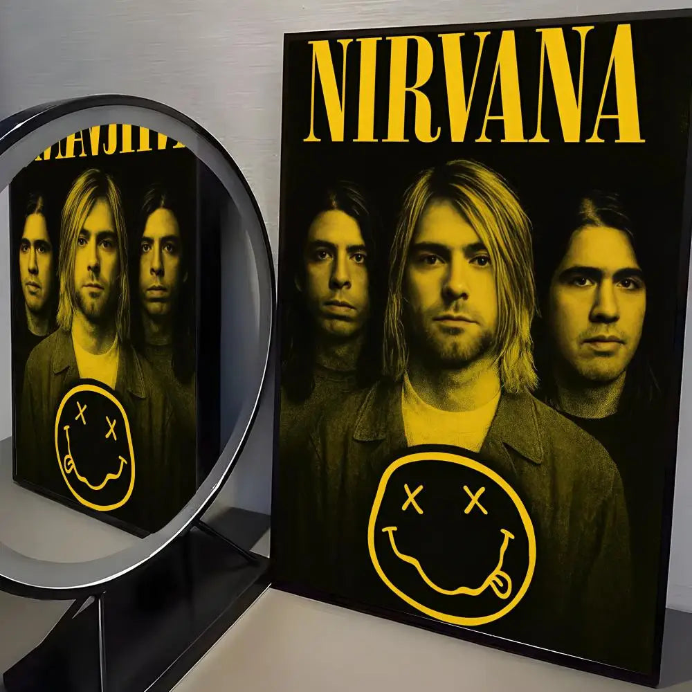 Nirvana Rock Band Wall Poster – Self-Adhesive Art Sticker Wall Art Poster Axl Black3 40X60cmNoframe
