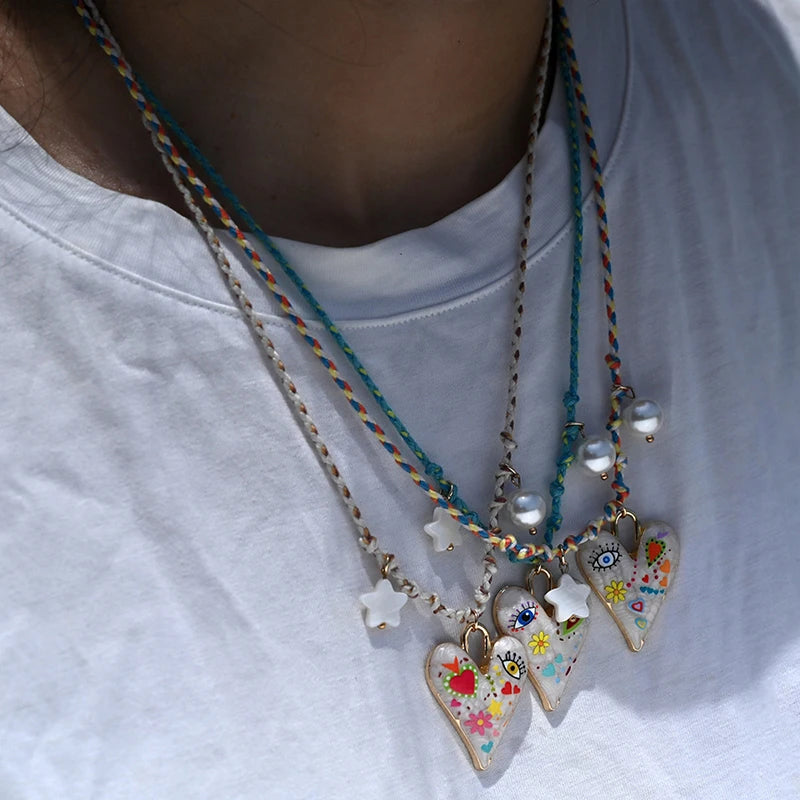 Handmade Knotted Rope Heart Pendant Necklace for Women Pendant Necklace Axl