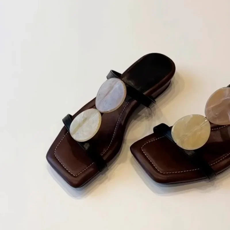 Women's Flat Roman Sandals – Open Toe Square Head Summer Slippers Women's Flat Sandals Axl