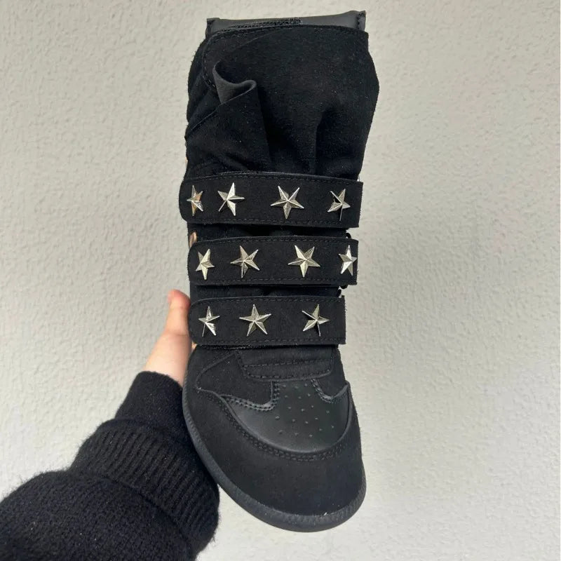 Women's Genuine Leather Leopard Ankle Boots | Wedge Platform Wedge Ankle Boots Axl