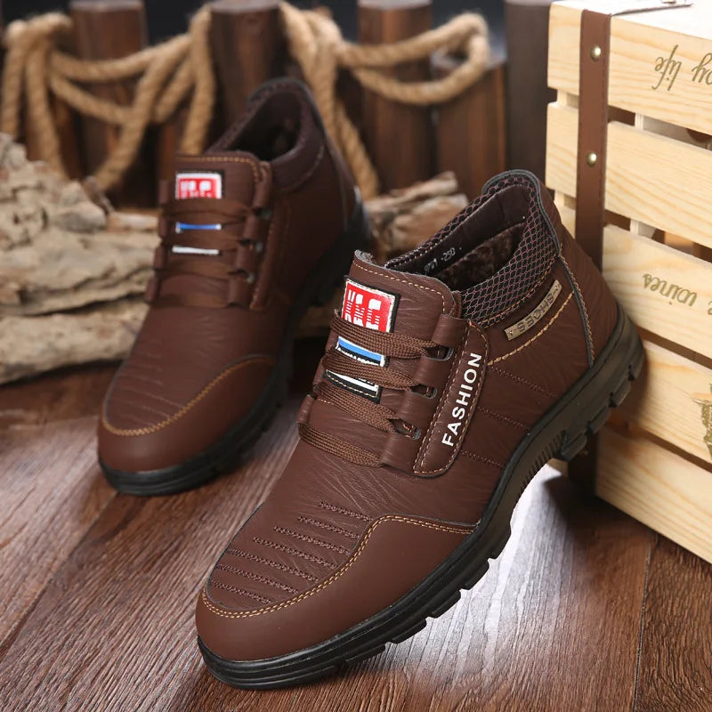 YBQJOO Men's Genuine Leather Ankle Boots – Warm & Non-Slip Men's Ankle Boots Axl