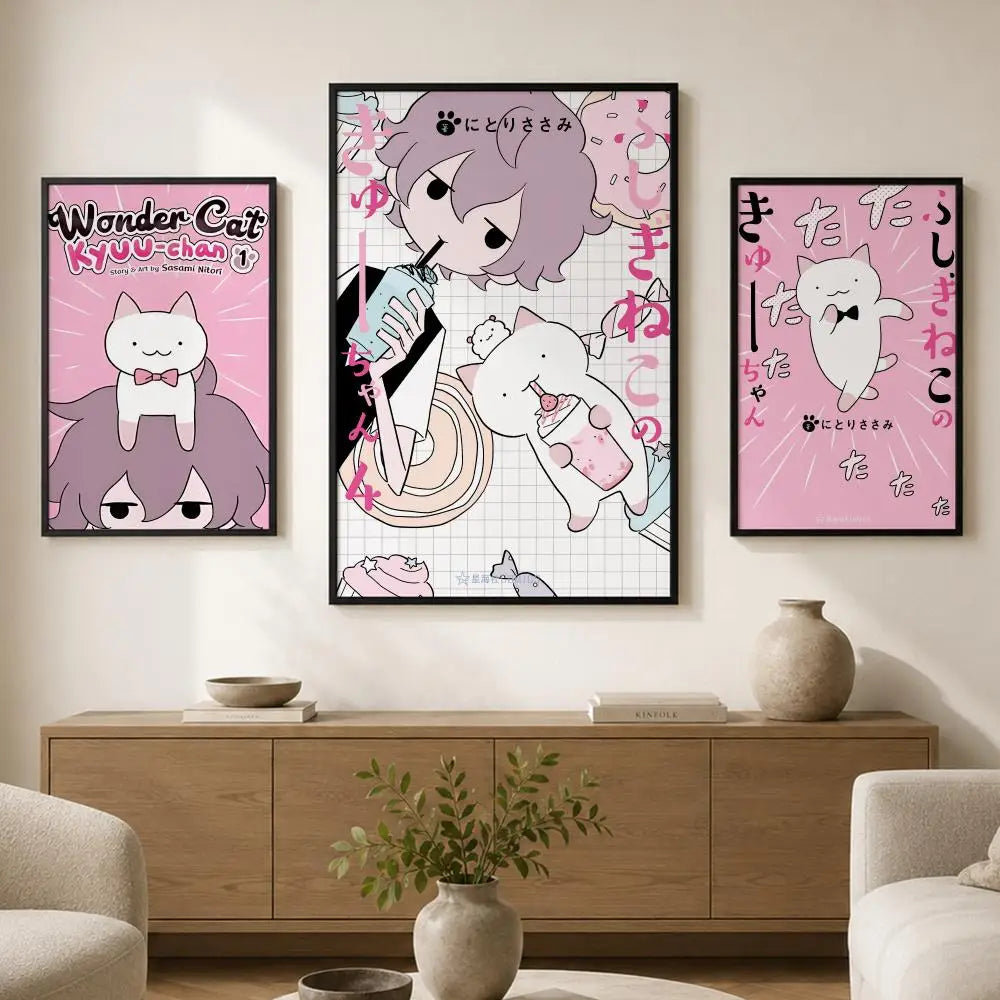 Wonder Cat Kyuu-chan Waterproof PVC Peel & Stick Wall Poster Wall Poster Axl