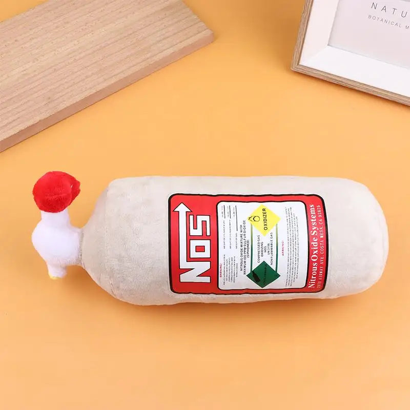 NOS Bottle Plush Car Neck Pillow – Novelty Headrest Cushion Car Neck Pillow Axl Beige