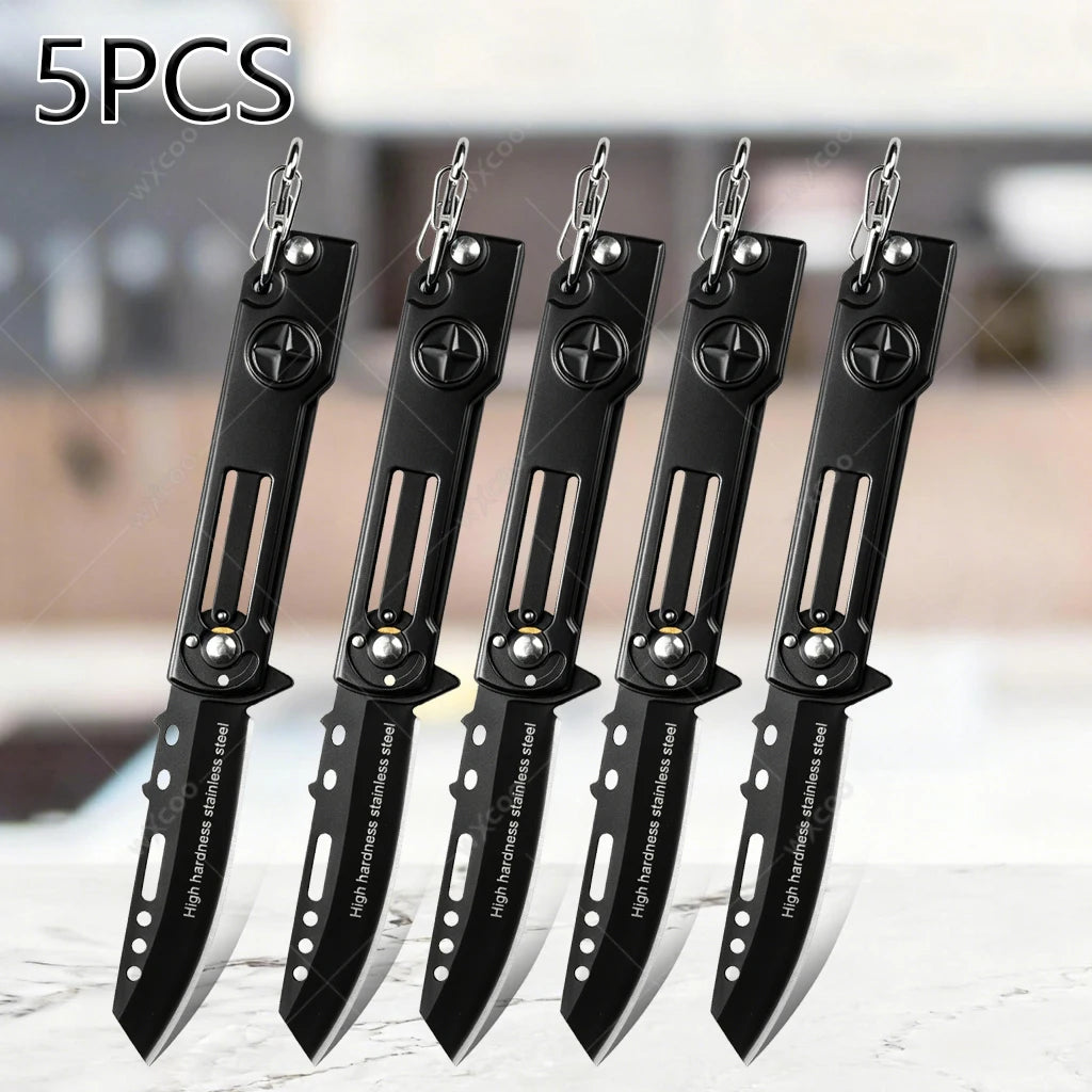 WXCOO Folding Paring Knife – Mini Stainless Steel Keychain Knife Folding Paring Knife Axl 5PCS