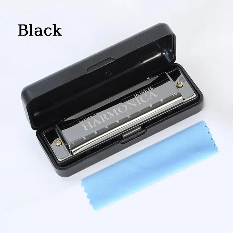 10-Hole Harmonica Key of C with Case | Beginner Gift Beginner Harmonica Axl Black