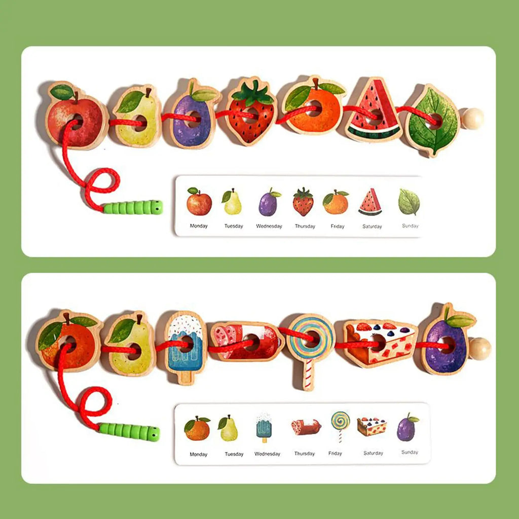 Wooden Threading Beads Toy – Toddler Sorting & Learning Set Wooden Threading Toy Axl
