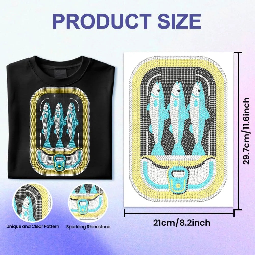 Glass Rhinestone Iron-On Fish Appliqué Patch – 29.7x21cm Iron-On Appliqué Patch Axl