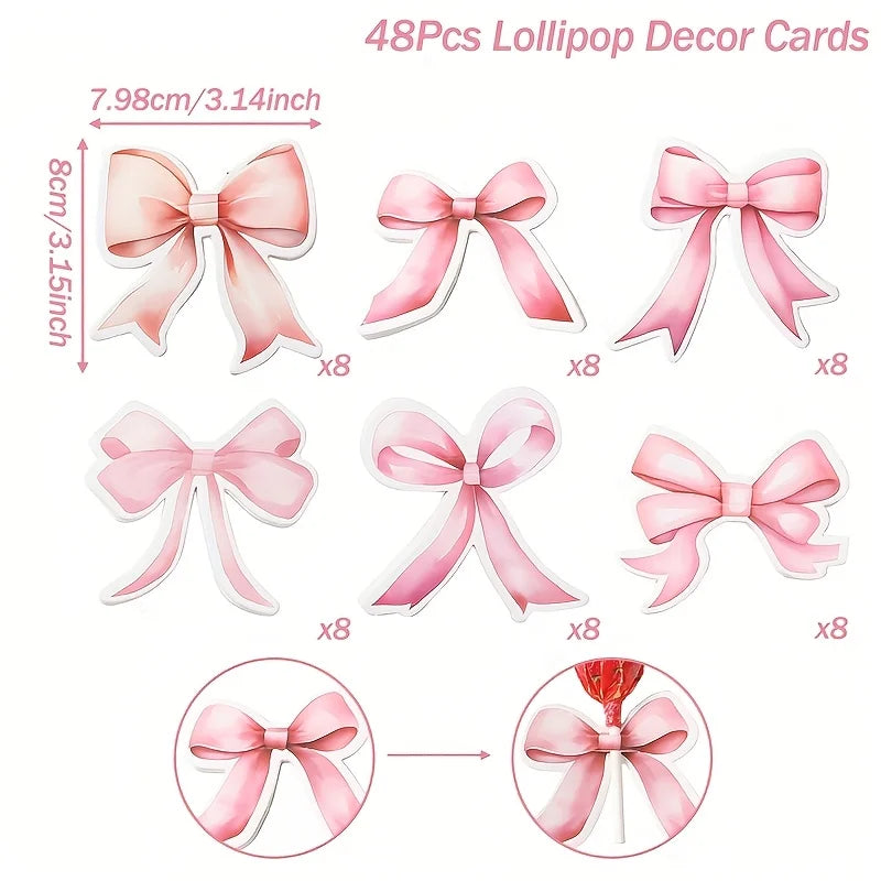 Bow Design Lollipop Wrapper Cards | Pastel Party Candy Tags Party Candy Tags Axl
