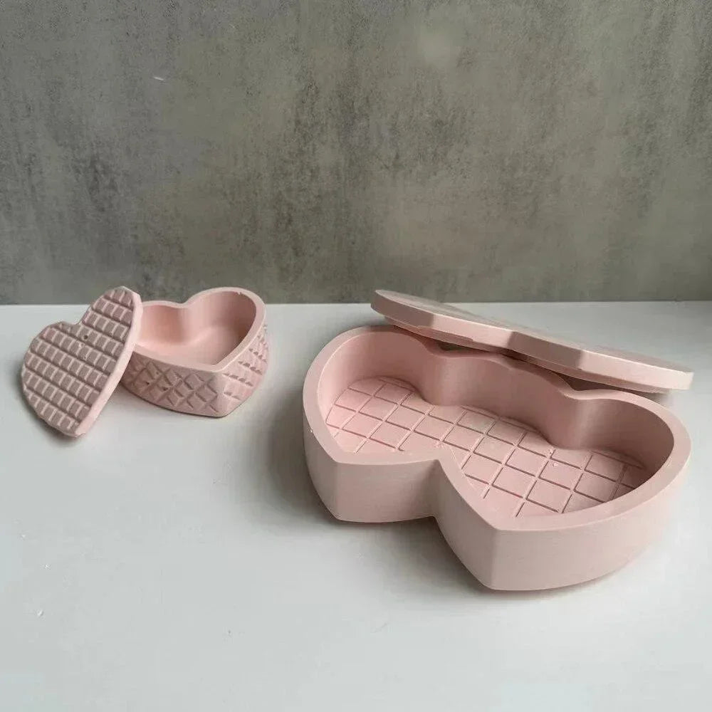 Heart-Shaped Silicone Mold for Epoxy Resin & Plaster Boxes Resin Craft Mold Axl