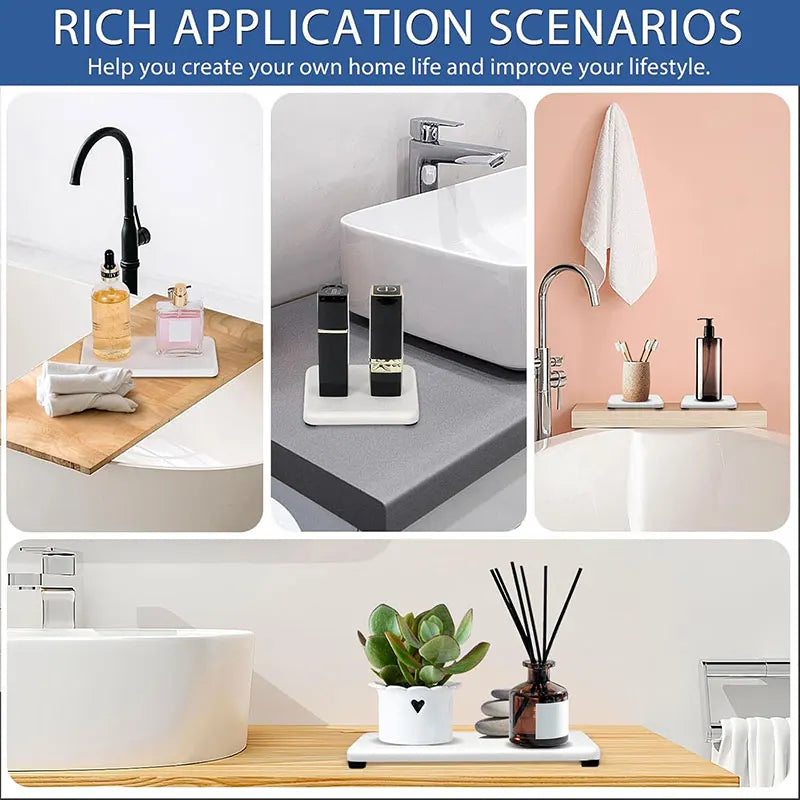 4-Pack Diatomite Stone Quick-Dry Sink Trays & Organizer Set Sink Tray Organizer Axl
