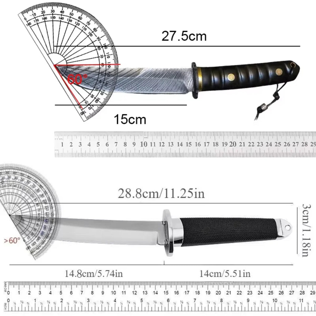 Damascus Steel Kitchen Knife – 62HRC, Ebony Handle & Sheath Damascus Kitchen Knife Axl