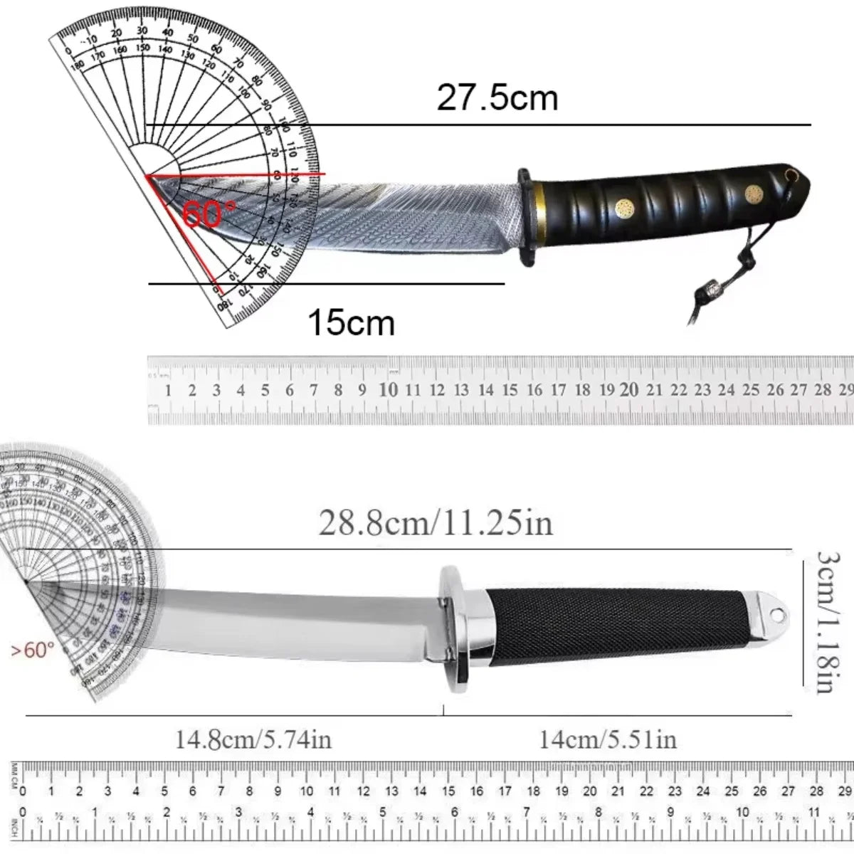 Damascus Steel Kitchen Knife – 62HRC, Ebony Handle & Sheath Damascus Kitchen Knife Axl