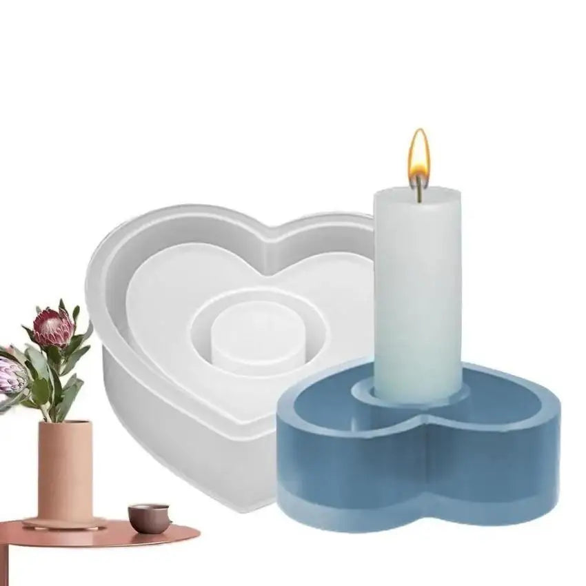3D Silicone Candle Holder Mold – Heart, Star & Round Shapes Silicone Craft Mold Axl