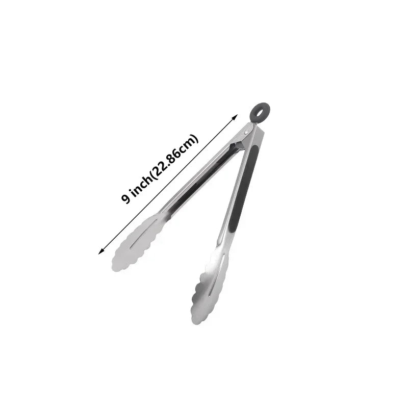 Stainless Steel BBQ Tongs – Kitchen, Grill & Camping Clips BBQ Grill Tongs Axl G-9 inches(22.86cm)