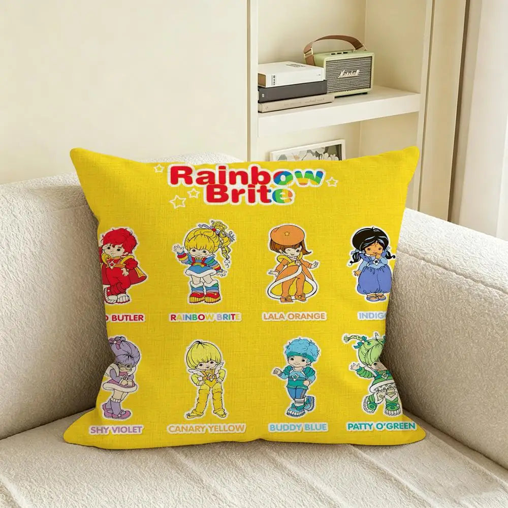 Rainbow Cartoon Linen Cushion Cover Set | Sofa & Bed Décor Linen Cushion Cover Axl White7 30X30cm