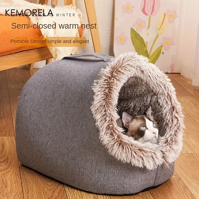 KEMORELA Self-Warming Cat Cave Bed – Cozy Indoor Kitten Nest Cat Cave Bed Axl