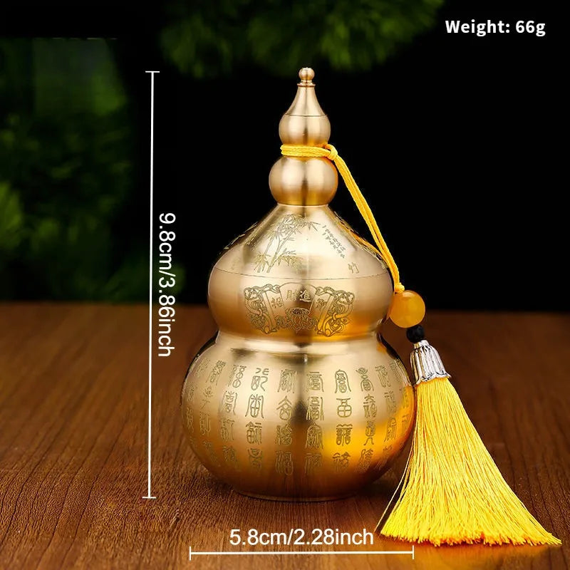 Brass Gourd Feng Shui Ornament with Tassel | Gold Decor Feng Shui Ornament Axl