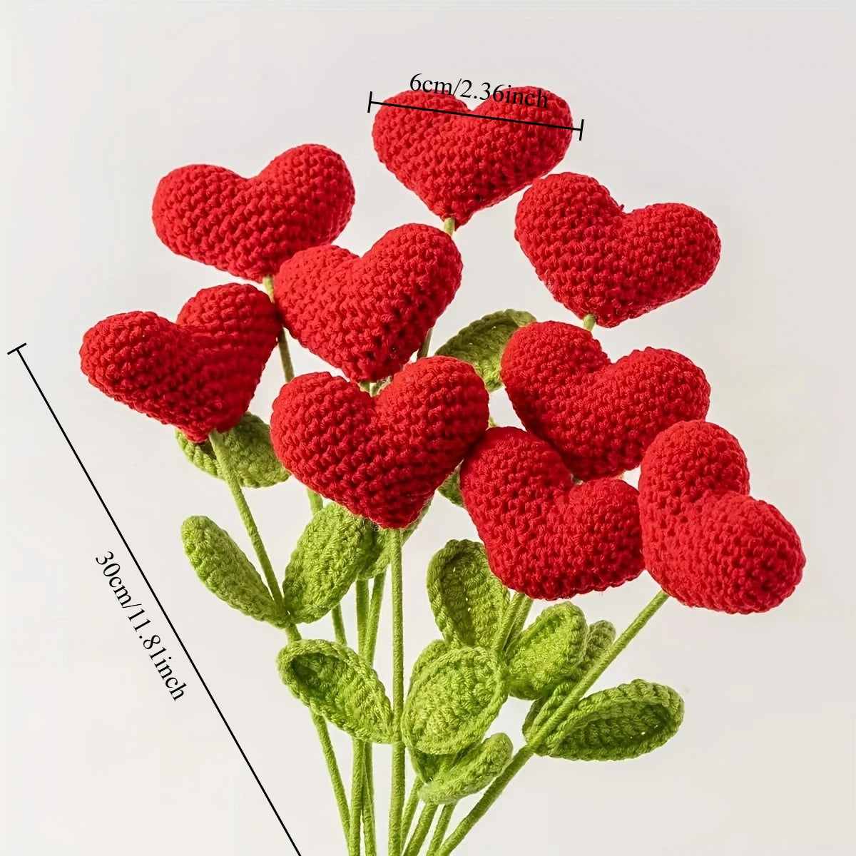 Handmade Crochet Heart Bouquet – Yarn Rose Flowers Gift Crochet Flower Bouquet Axl