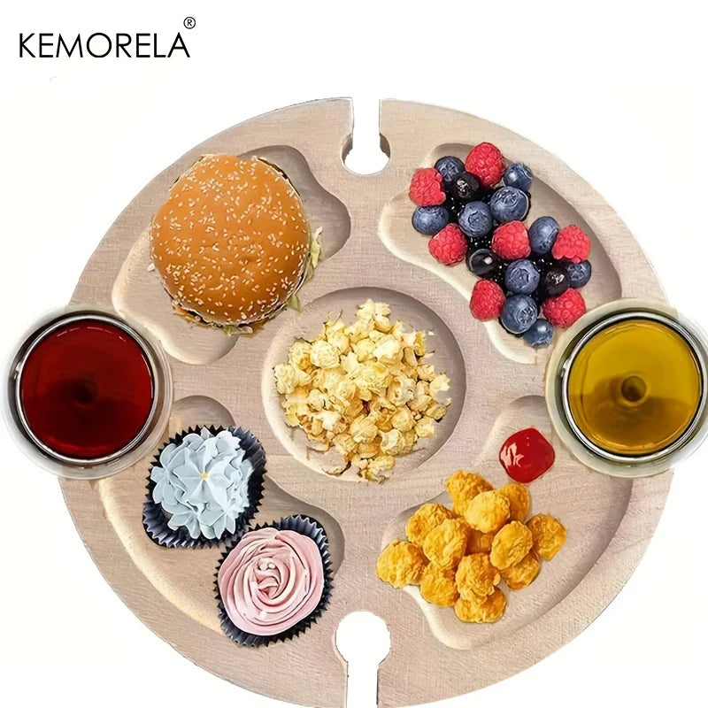 KEMORELA Wooden Folding Picnic Table – Portable Snack & Wine Tray Folding Tray Table Axl