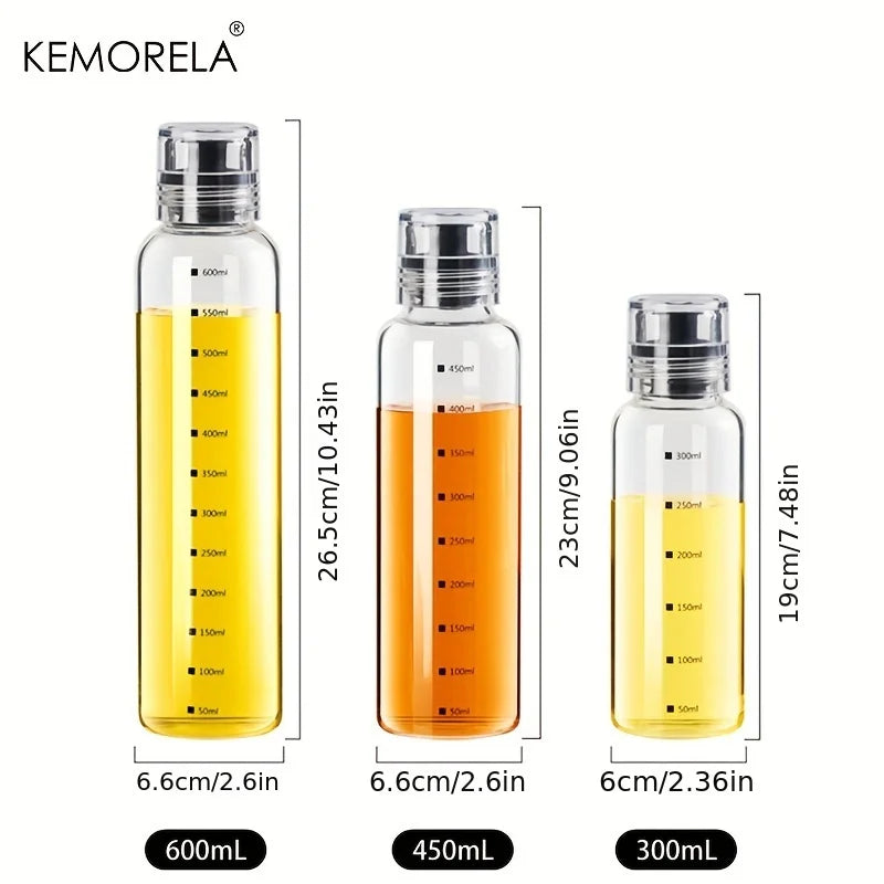 KEMORELA Glass Oil Bottle with Scale | 300/450/600ML Dispenser Glass Oil Dispenser Axl