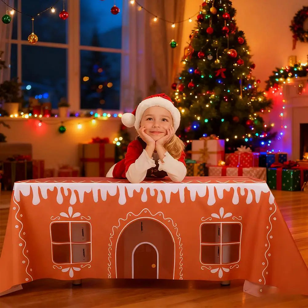 Gingerbread House Christmas Tablecloth | Festive Holiday Decor Christmas Tablecloth Axl