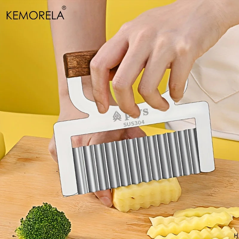 KEMORELA Stainless Steel Wavy Potato Slicer & Flower Cutter Vegetable Slicer Axl
