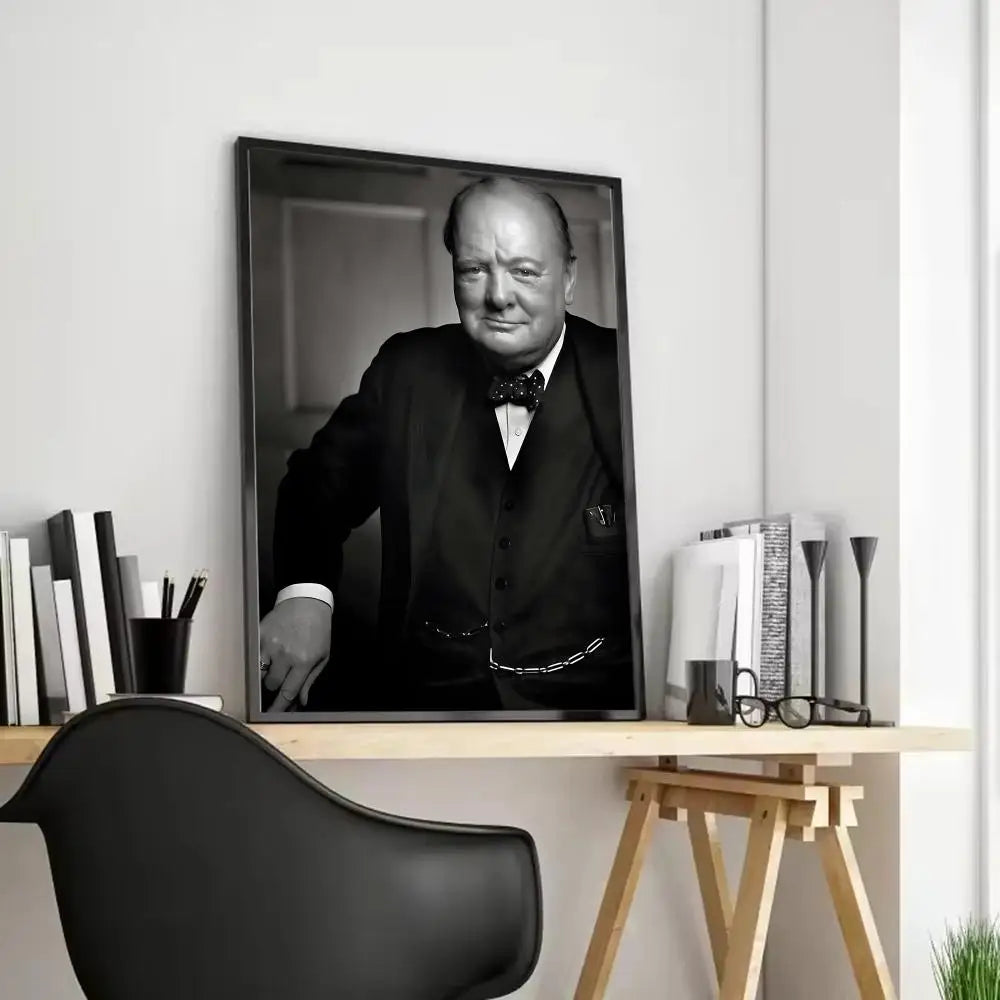 Winston Churchill Frameless Canvas Wall Art Poster | Home Décor Canvas Wall Art Axl Black9 40X50cmFrameless