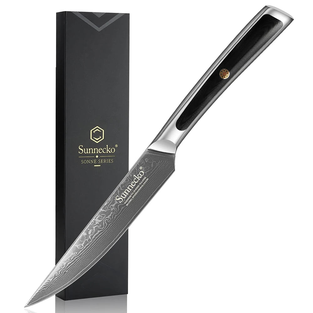 Sunnecko 5" VG10 Damascus Steel Steak Knife – HRC60+ Damascus Steak Knife Axl China Mainland 5 inch