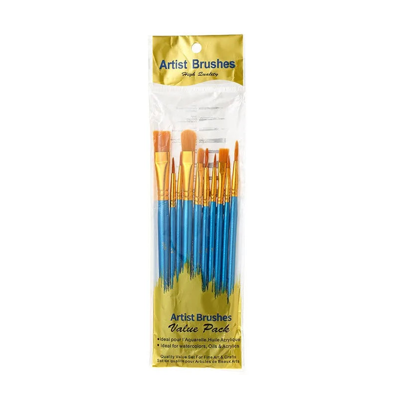 10-Piece Artist Paint Brush Set – Oil, Acrylic & Watercolor Artist Paint Brushes Axl