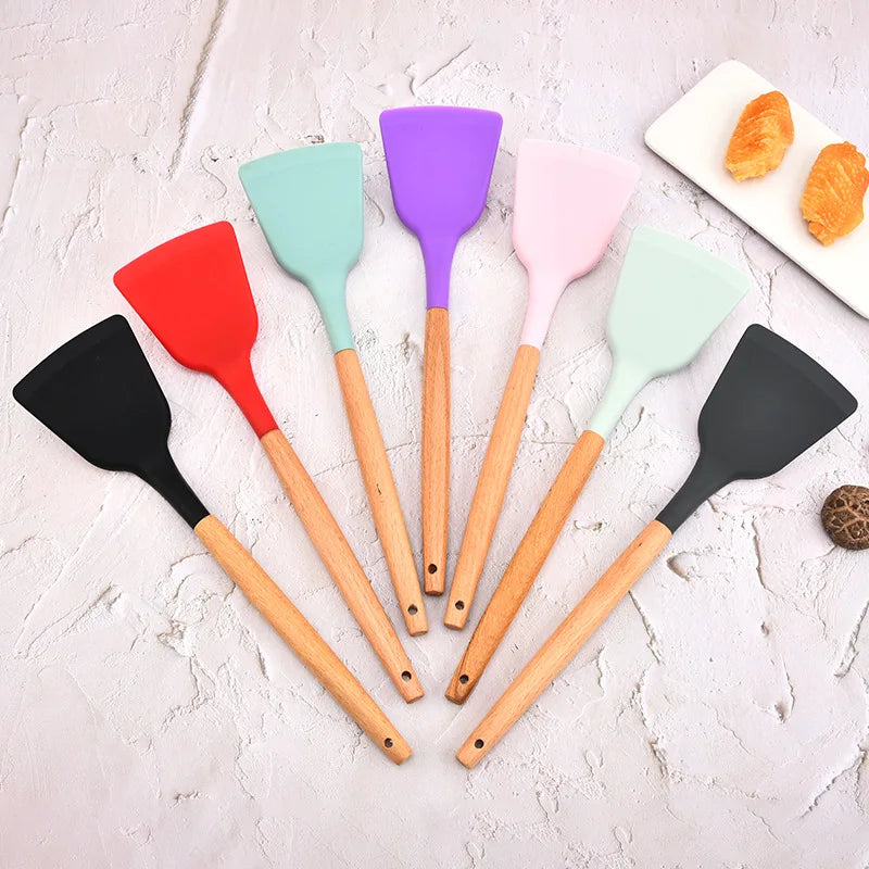 Silicone Spatula Set – Wide Pizza Shovel & Kitchen Scraper Silicone Cooking Utensils Axl