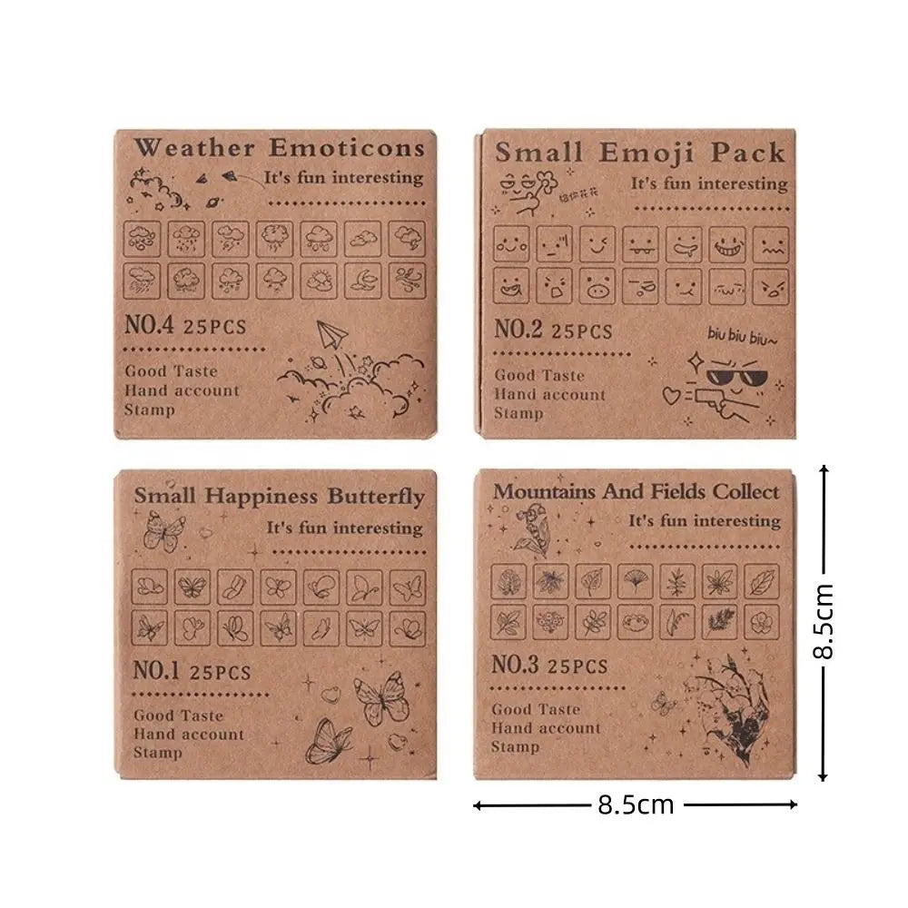 25-Piece Butterfly Flower Wood Rubber Stamp Set | DIY Craft Craft Stamp Set Axl