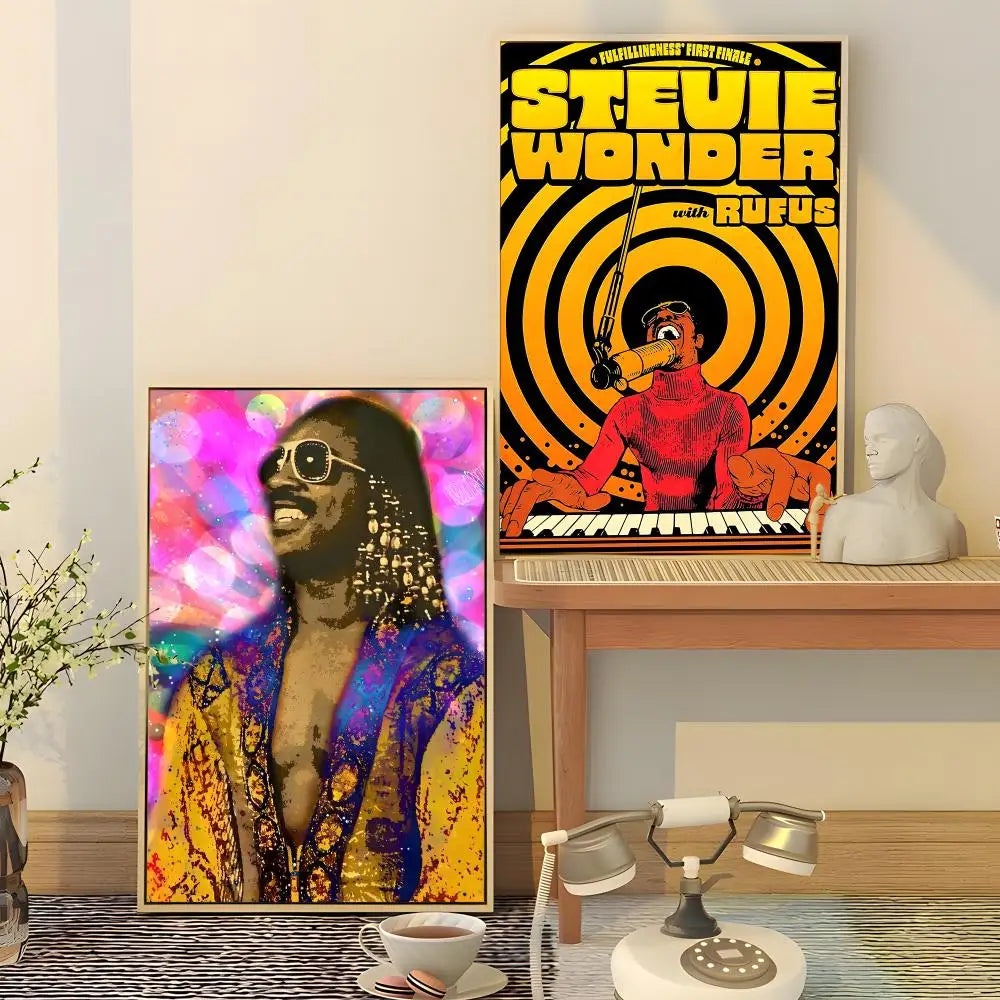 Stevie Wonder HD Waterproof Wall Poster PVC Sticker | Music Décor Wall Poster Sticker Axl
