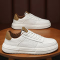 Men's White Leather Sneakers – Breathable Casual Walking Shoes Men's Casual Sneakers Axl Beige 42