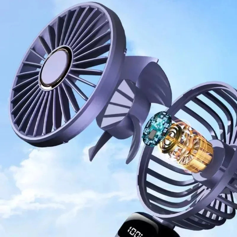 Portable Rechargeable Fan – LED Display, 5 Speeds, 90° Tilt Portable Desk Fan Axl