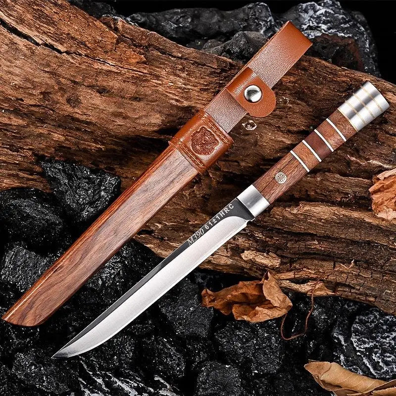 Meat Cutting Knife Set – 5Cr Steel Blade & Wooden Sheath Kitchen Knife Set Axl