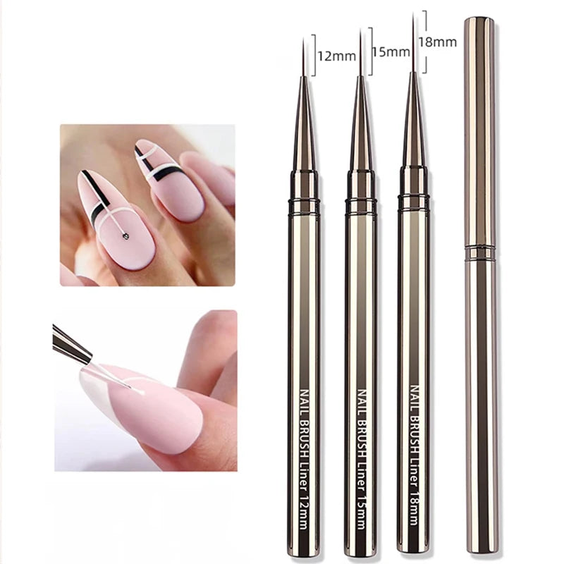 Nail Art Liner Brush Set 6–18mm | UV Gel Painting Pen Kit Nail Art Brush Set Axl 3PCS 12 15 18mm
